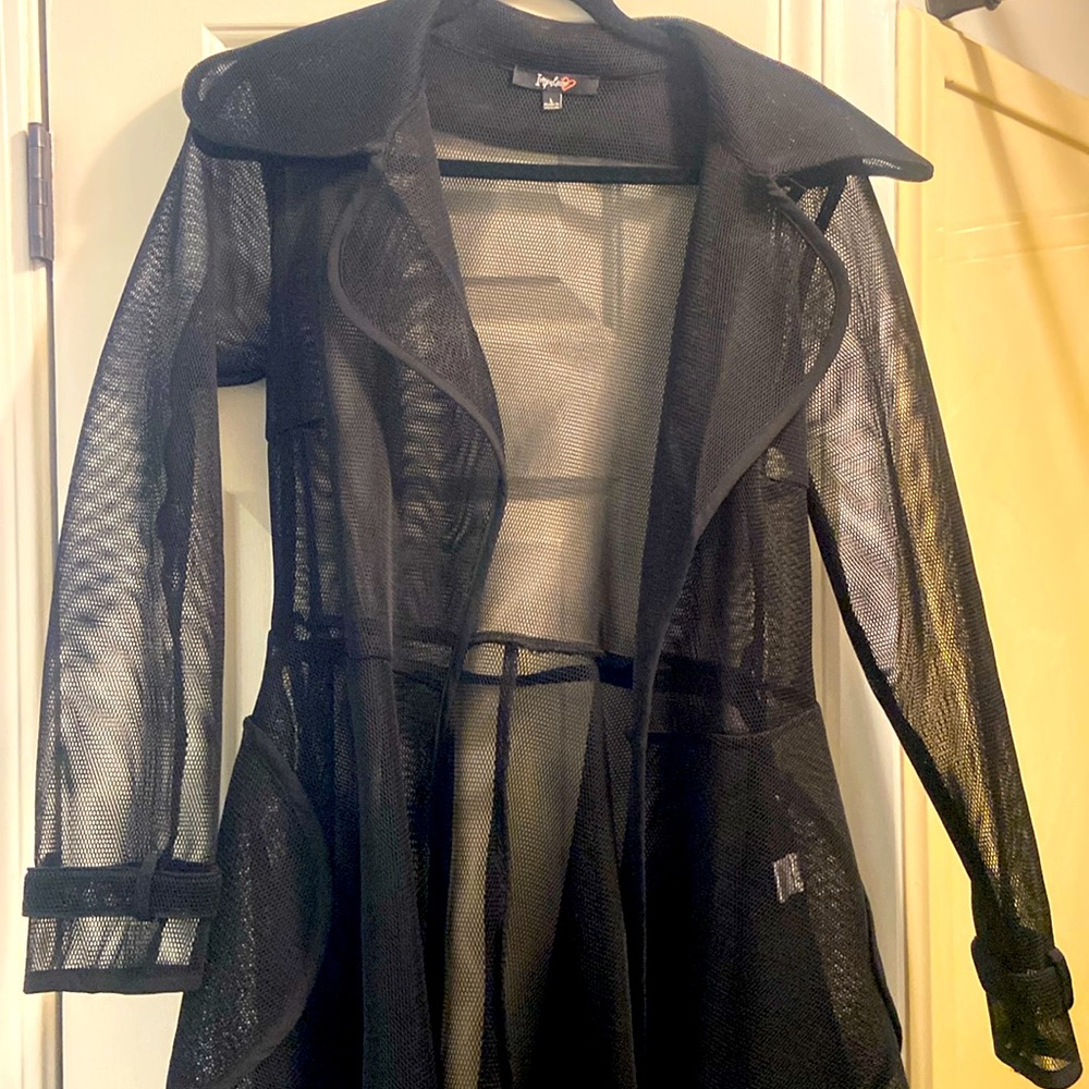 Black mesh belted jacket size L. Worn 2X. Like new.